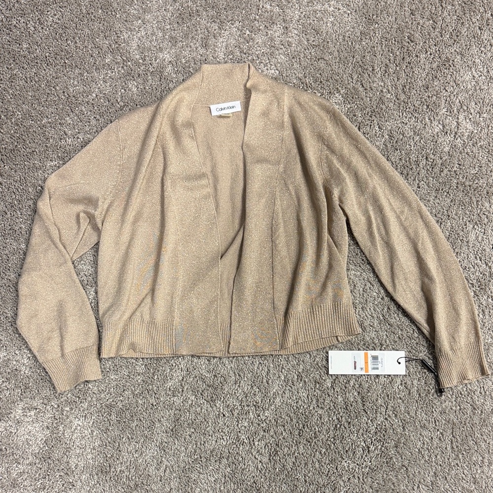 Calvin Klein Metallic Beige Cardigan - New With Tags